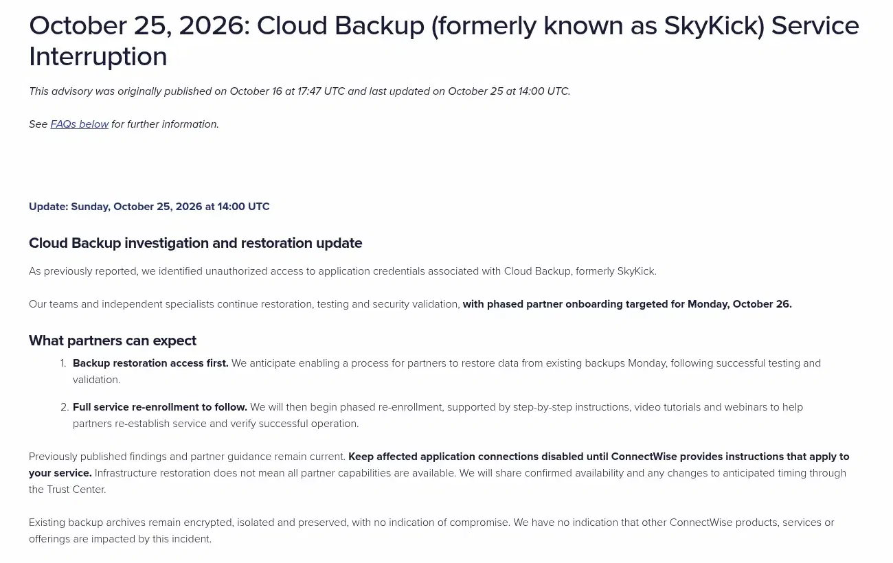 ConnectWise backup breach: what to check before you reconnect