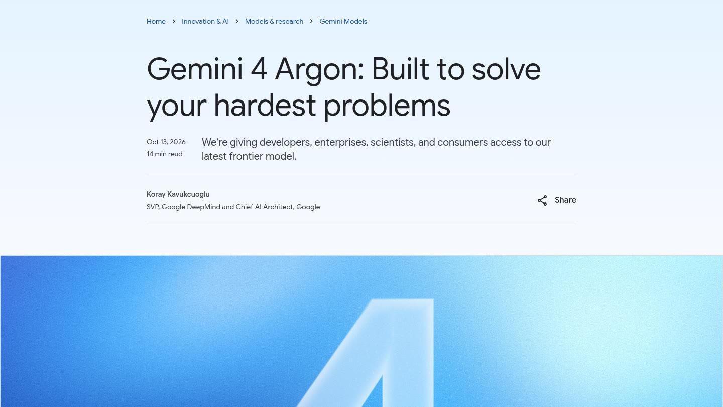 What is Gemini 4 Argon? Google's model for long, hard tasks
